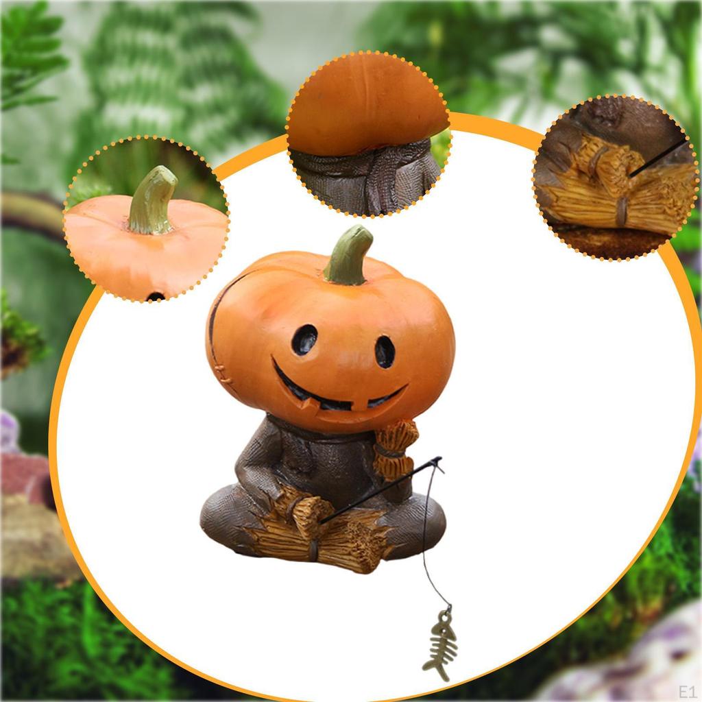 Рыбалка Статуя Тыквы,Фигурки Тыквы,Смола,Скульптура Готического Декора Украшение на Хэллоуин для