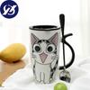 Креативная милая мультяшная керамическая чашка, кружка для кофе с молоком, индивидуальные чашки для питья большой емкости для пар с ложкой.