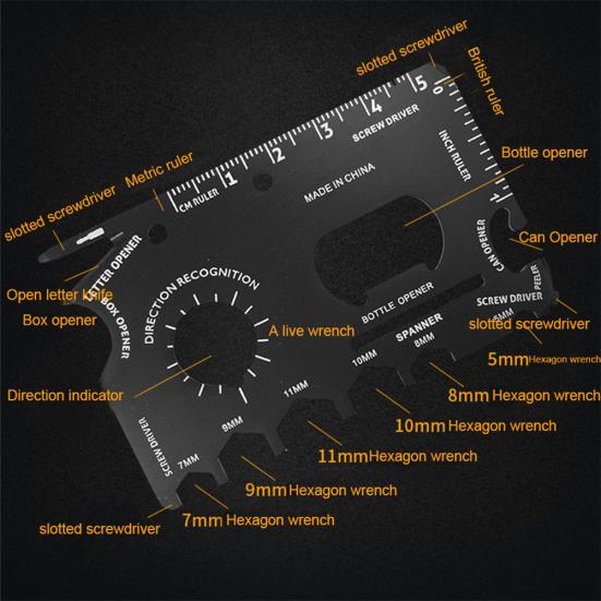 Puntos Stainless Steel Wallet Card Size Outdoor Camping Survival Gear Pocket Multi Tool
