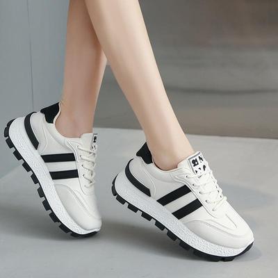 Женская спортивная обувь больших размеров для отдыха на толстой подошве со шнуровкой спереди из искусственной кожи с круглым носком, кроссовки 37-44