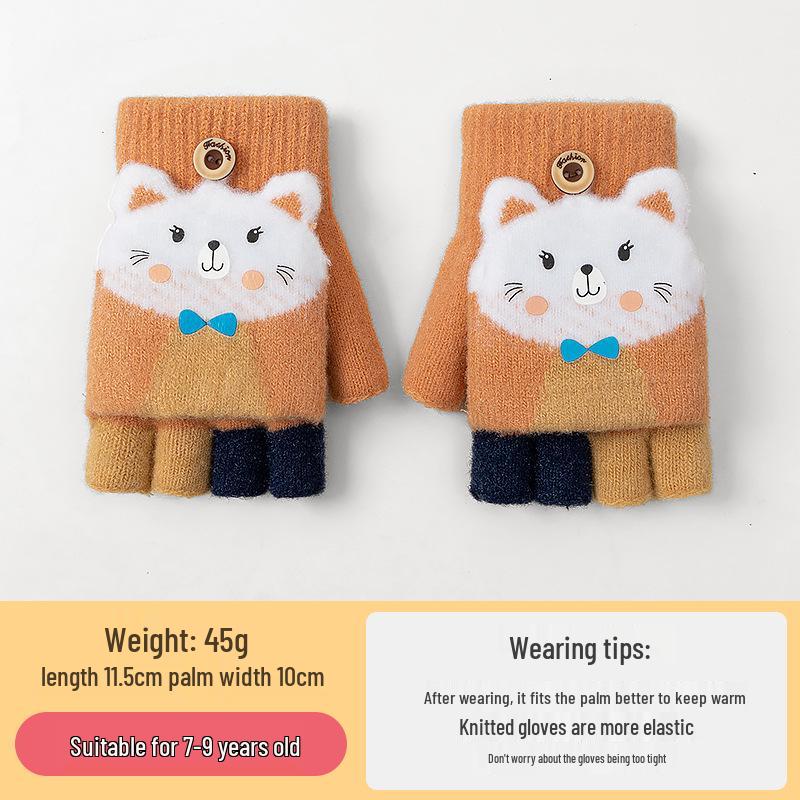 Cozy Cartoon Crocodile Flip-Top Kids' Gloves