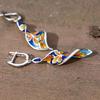 Fashion Bracelet Vintage Women Rhinestone Inlaid Spiral Enamel Plumeria Dangle Earrings Jewelry