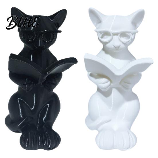 Прочная статуэтка кота, 3D-печать, читающая статуэтка, держащая книгу, фигурка с очками