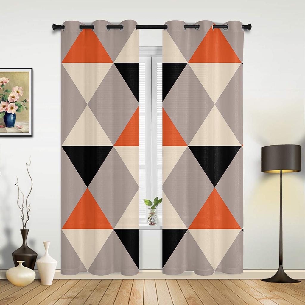 Оранжевый Треугольная Геометрия Оранжевые Шторы для Спальни Гостиной Шторы Кухни Детской Комнаты Оконные Шторы Современный Домашний Декор