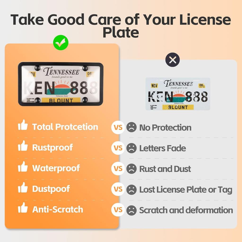 Накладки и рамки для номерных знаков, 2 шт. Прозрачные защитные накладки на номерной знак, ABS Рамка для переднего/заднего номерного знака автомобиля с колпачками для винтов, Подходит для любого стандартного US