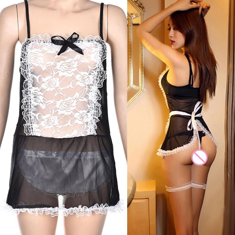 Women Sexy Lace Halloween Costume Cosplay French Maid Outfit Fancy Dresses
