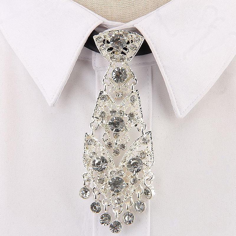 Personality Crystal Neckties Wine Party Wedding Ceremony Metal Short Luxury Tie Men Accessories
