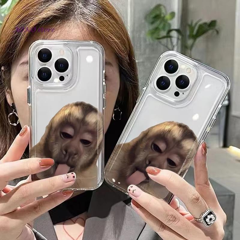 Funny Monkey Tongue Out Phone Case for iPhone 17 16 15 14 13 12 11 Pro Max Meme Animal Aesthetic Shockproof Clear Soft Cover