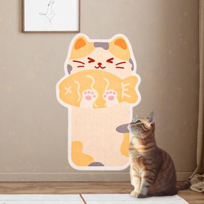 Настенный коврик-когтеточка с мультяшным дизайном кошки, самоклеящаяся когтеточка для домашних кошек, защита мебели для ковра, дивана