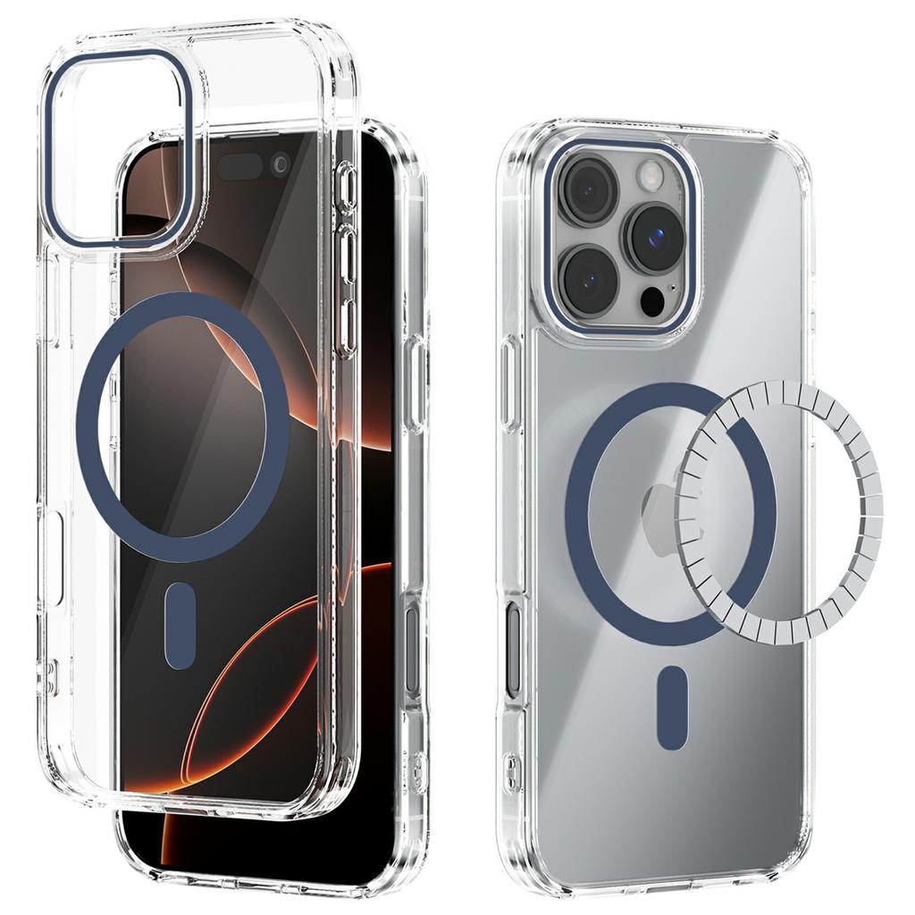 Для чехла iPhone 16 Pro Max, совместимого с MagSafe, прозрачная задняя крышка из ТПУ и ПК, устойчивая к царапинам