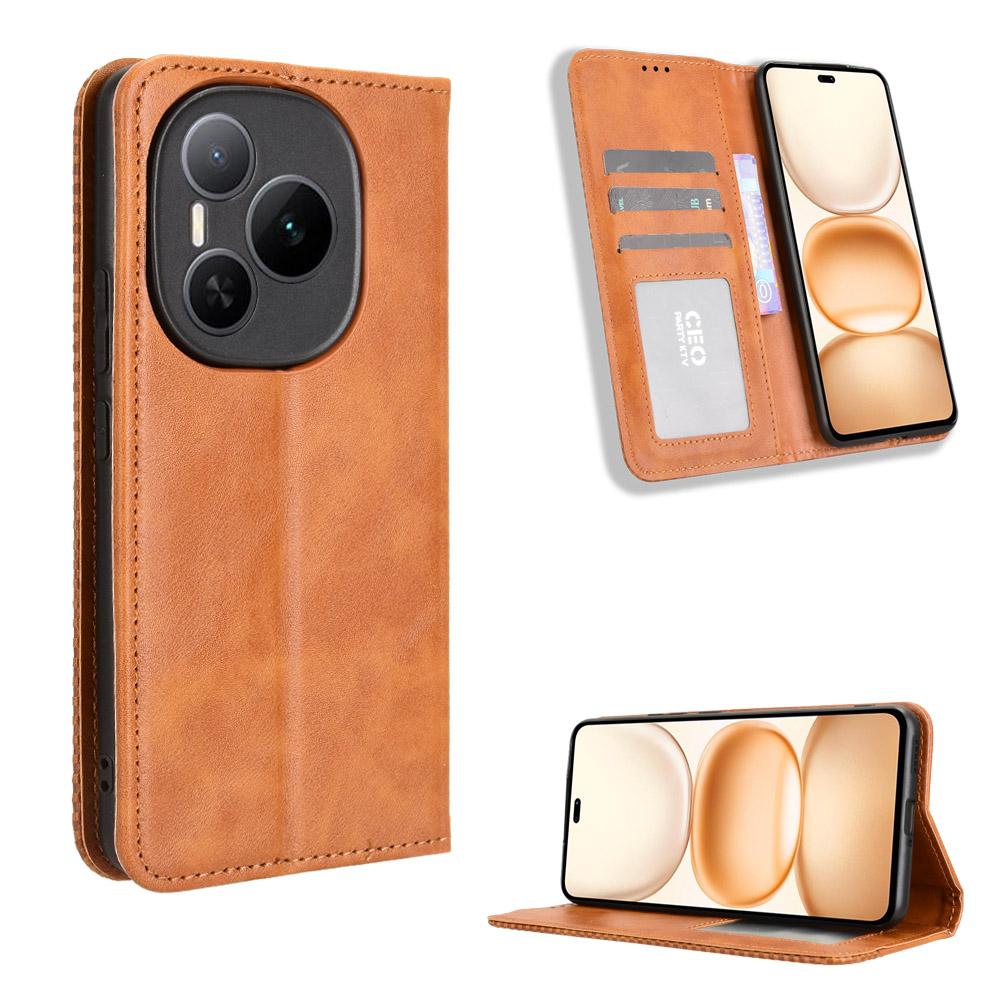 For Honor Power 5G Leather Case Wallet Stand Retro Texture Phone Cover