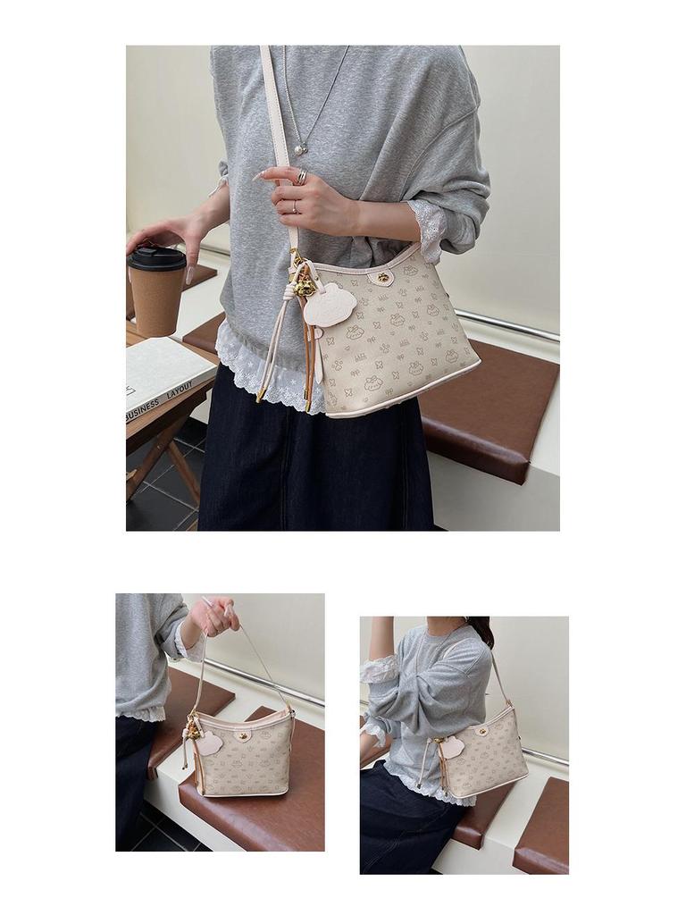 2025 Women's Large Capacity Retro Tote Bag, High-End Fashion Floral Commute Bag, Shoulder Crossbody Style