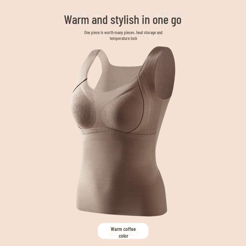 Women's Seamless Wool Fleece Vest with Chest Pad - Autumn/Winter Warmth