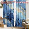 2 шт., Шторы с плоской 2D-печатью (Без Рода) Синие Мраморные Прожилки Праздничные Хэллоуин Рождественские Принтованные Шторы Универсальные Прочные