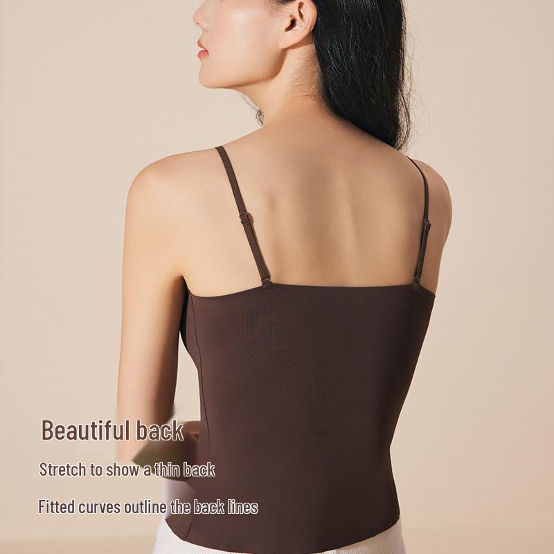2025 Autumn/Winter Seamless Nude Bra with Built-In Pads, Slimming Camisole (Brushed Soft and Free-to-Wear)