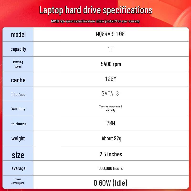Toshiba 1TB 2.5-inch Notebook Mechanical Hard Drive