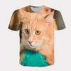 Летний топ с круглым вырезом и принтом 3D-кота, модные повседневные футболки с коротким рукавом для мужчин и женщин, универсальные футболки