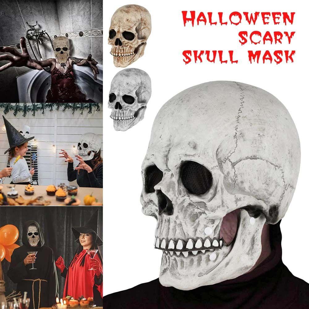Prank Head Cover Easter Party Halloween Props Full Head Skull Skull Mask Halloween Mask Movable Jaw