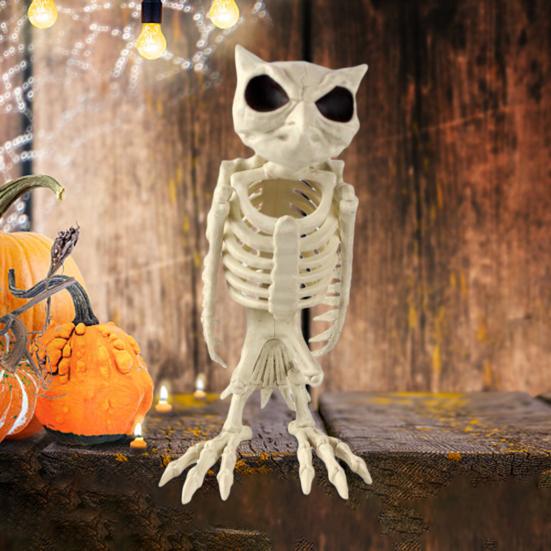 Украшение в виде скелета совы на Хэллоуин, реалистичная 12-дюймовая фигурка скелета животного, пластиковая модель кости совы для декора вечеринки в доме с привидениями