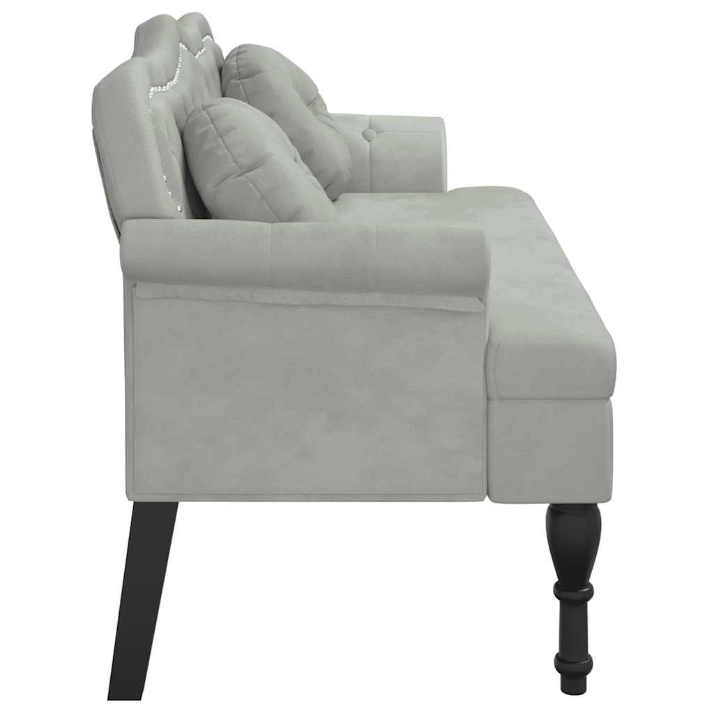 Bench with Cushions Light Grey 120.5 x 65 x 75 cm Velvet
