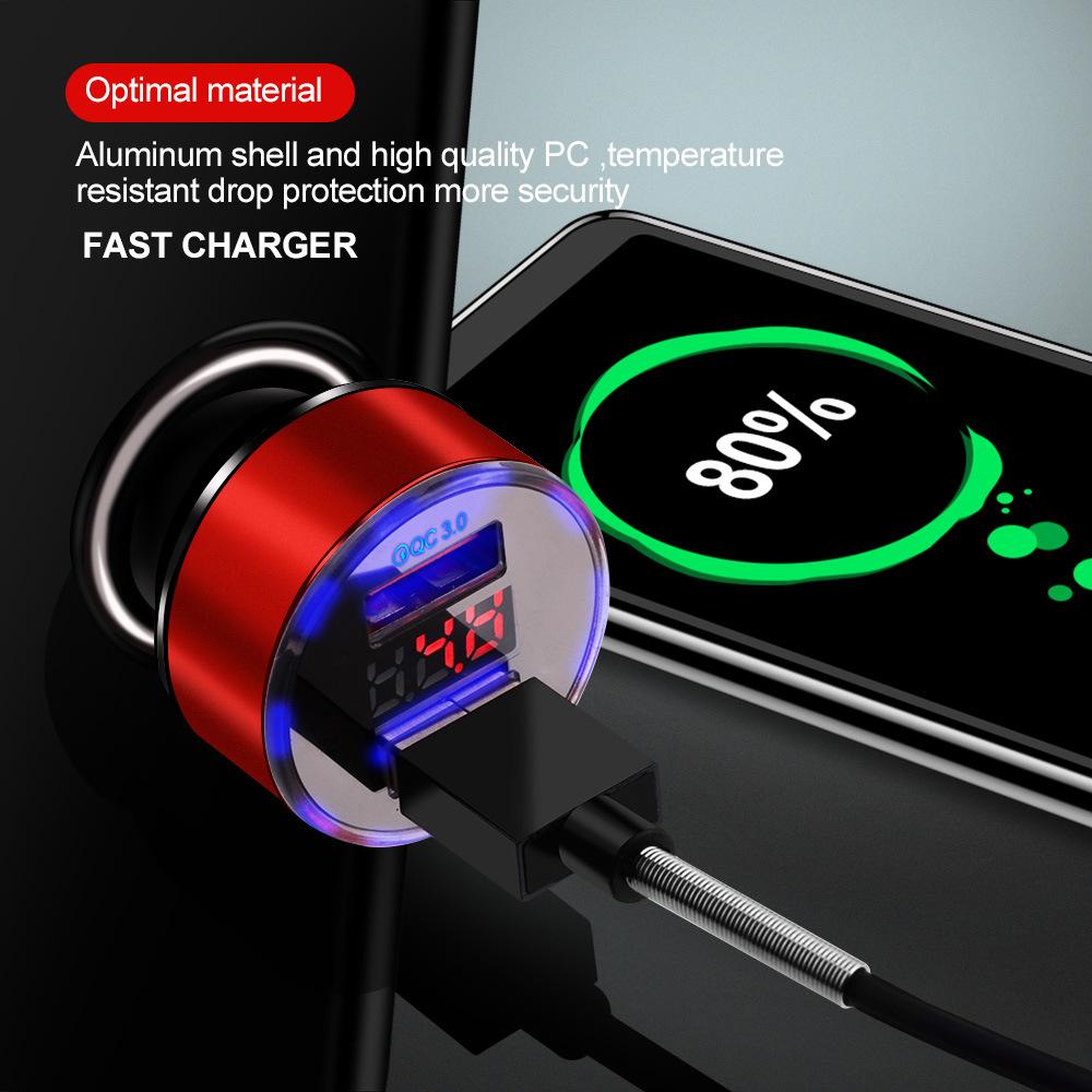 Автомобильное зарядное устройство Dual Usb Qc 3.0 адаптер прикуриватель светодиодный вольтметр для всех типов мобильных телефонов зарядное устройство Smart Dual Usb зарядка
