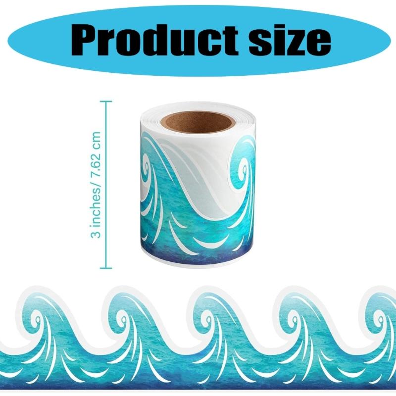 15 м Синяя Волнистая Декоративная Лента для Доски Объявлений для Класса Самоклеящаяся Наклейка для Отделки Доски Объявлений для Школы