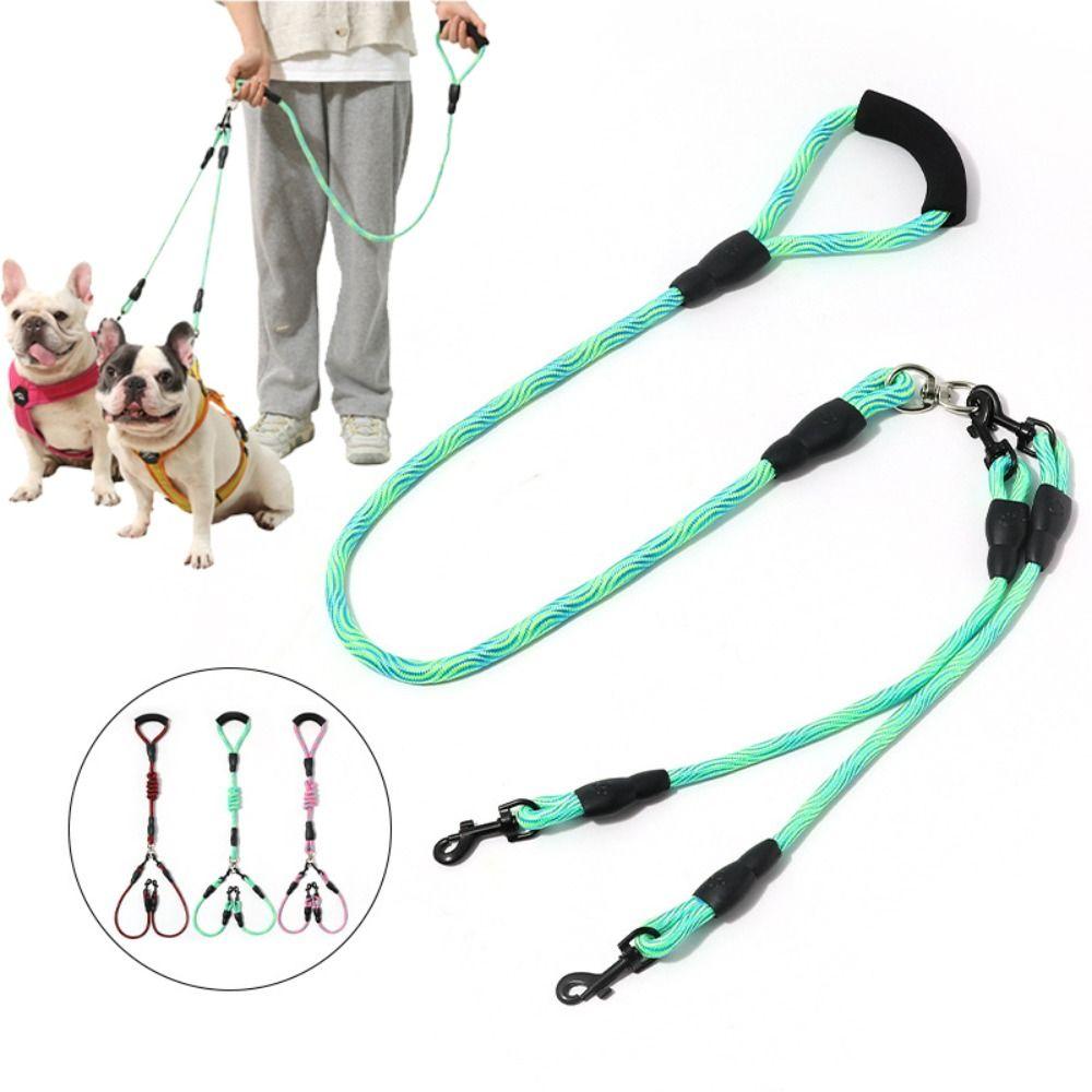 Wave Pattern Two Dog Lead Rope Anti-Winding Pet Walking Rope Anti-Tangle Dual Dog Leash Small Dogs