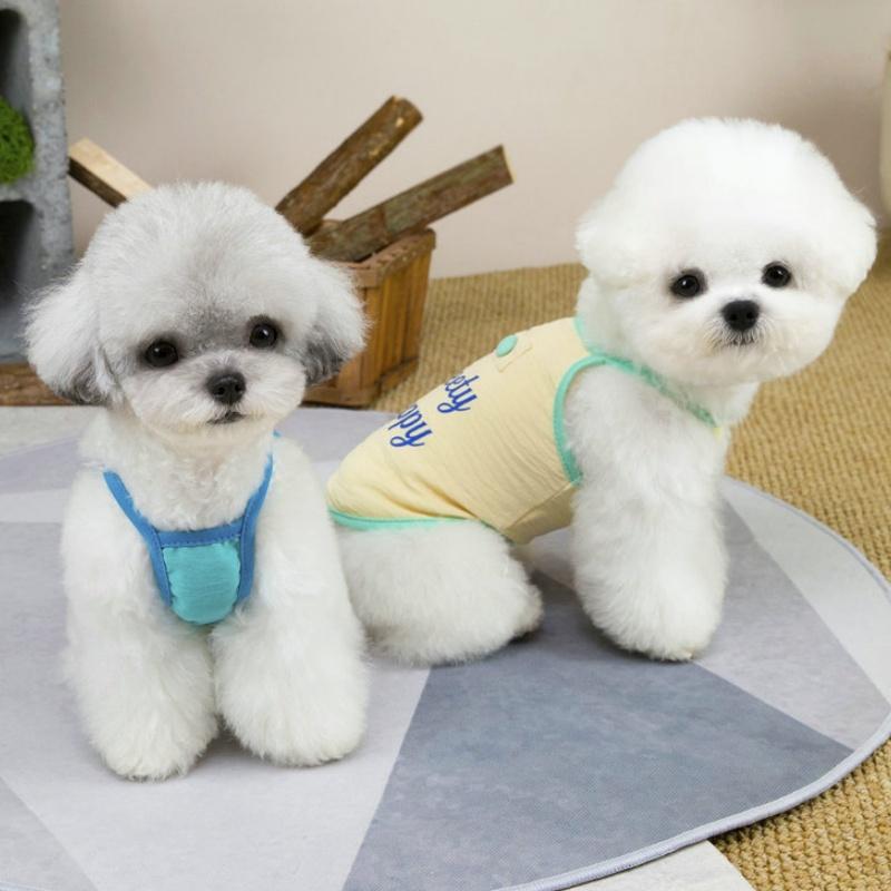 Summer Thin Pet Dog Vest Cute Soft Dog Clothes Letter Print Puppy Pullovers Fashion Cat Sling Shirt Pet Tank Top Bichon Outfits