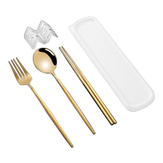 Набор столовых приборов в корейском стиле, пыленепроницаемые палочки для еды из нержавеющей стали, вилка, ложка, обеденный набор для ежедневного использования