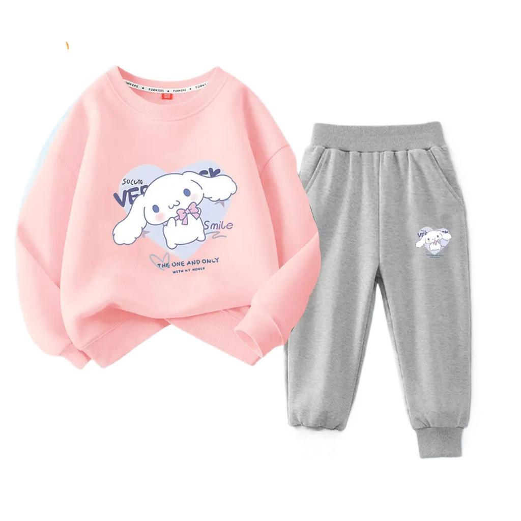 2025 Комплекты детской одежды, детский костюм с капюшоном Cinnamoroll, костюмы для мальчиков, детские костюмы, толстовки с круглым вырезом Kuromi, топы + брюки, комплект из 2 предметов