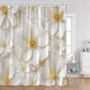 Luxury Gold White Floral Shower Curtain Rose Butterfly Cherry Blossom Modern Art Flower Polyester Fabric Bathroom Curtains Decor