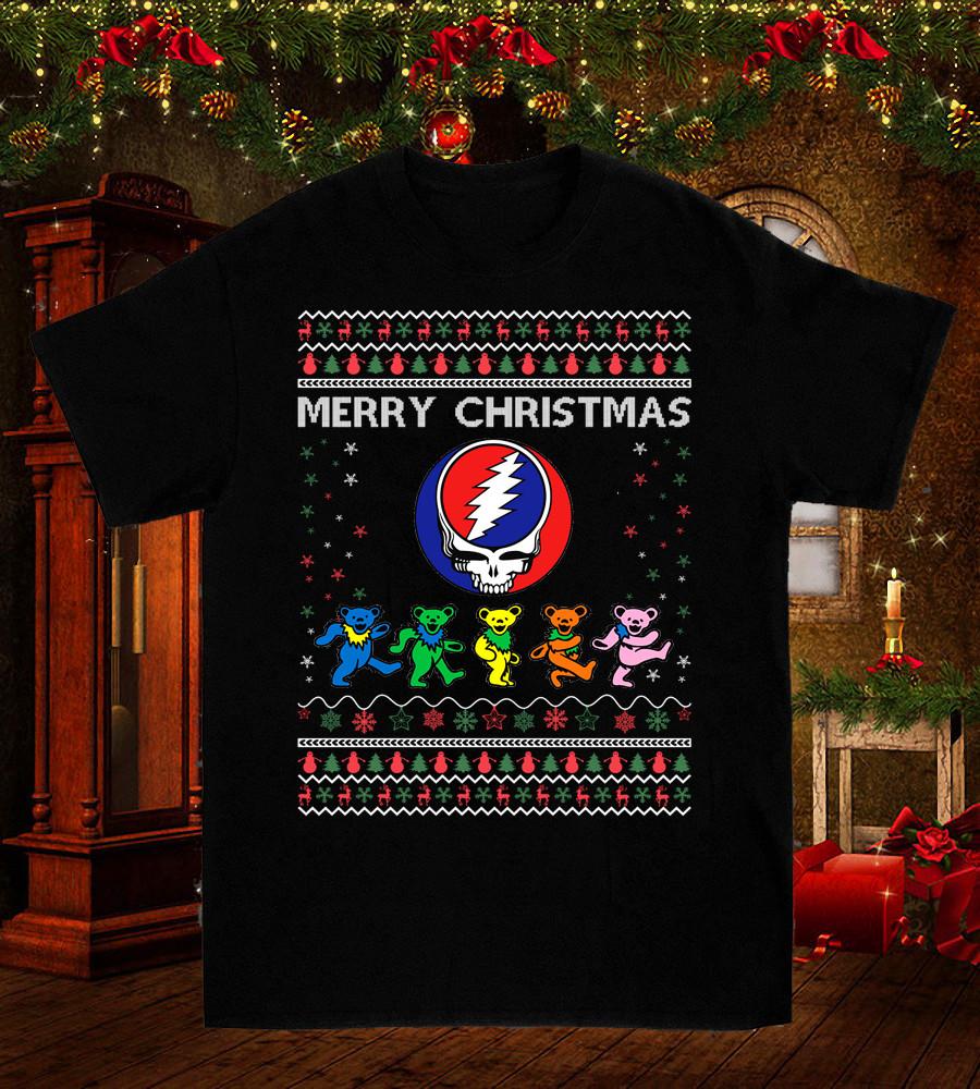 Gra,t,e.full De,ad Band Merry Christmas T-shirt Unisex Tee All Size S-4XL VN1561 Unisex T-Shirt