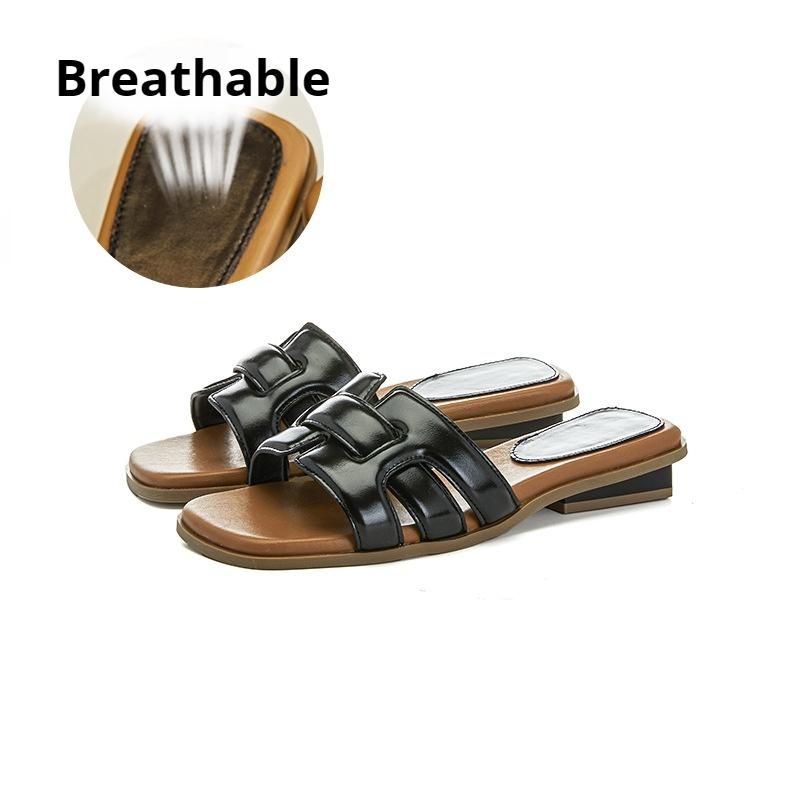 Braided Half Slippers French Style Outdoor Sandals Thick Heels All-match Casual Shoes Beach Shoes for Women