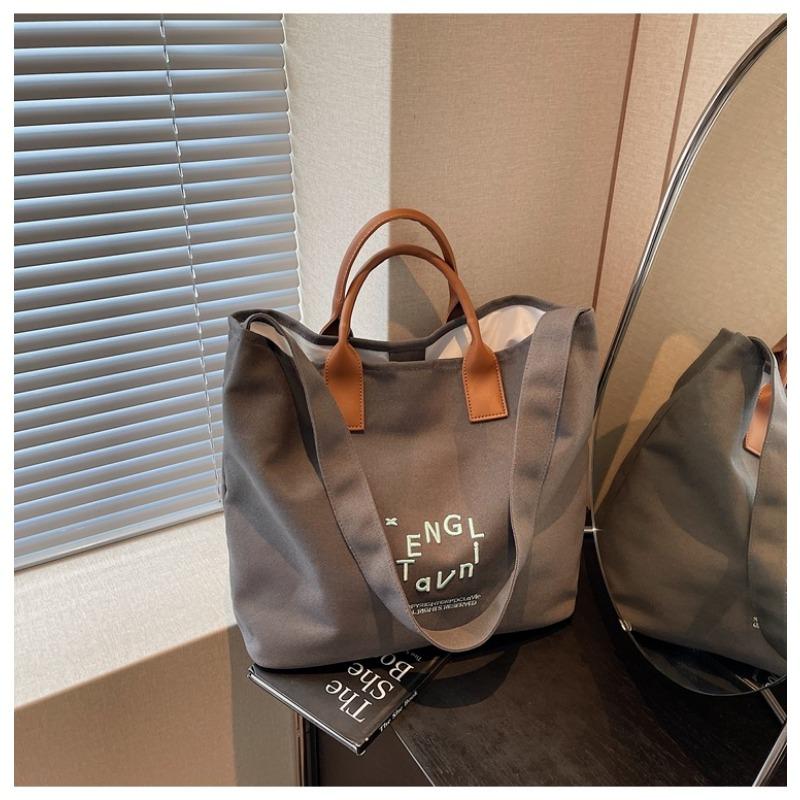 Canvas Bag Women's Large-capacity New Summer Versatile Casual Shoulder Messenger Bag College Student Tote Bag