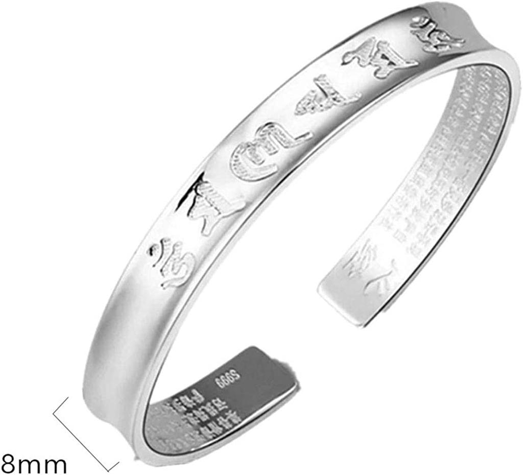 Pure Silver Bangle, Women's, Free Size, S999, Mantra, Heart Sutra, Amulet Bracelet, Free Size, Silver, Unisex Accessory