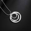 S925 Silver Plated Three Ring Pendant Necklace Frosted Women's Gift