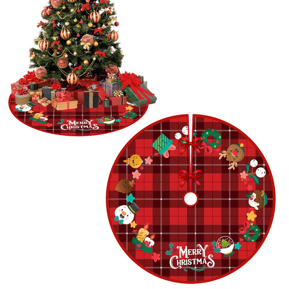 90cm Christmas Tree Skirt Brushed Cloth Carpet Personality Pattern New Year Christmas Tree Floor