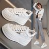 2025 Autumn New Thick-soled Soft Leather Hollow Low-top Sandals Versatile Casual Fashion 8cm Lace-up White Shoes