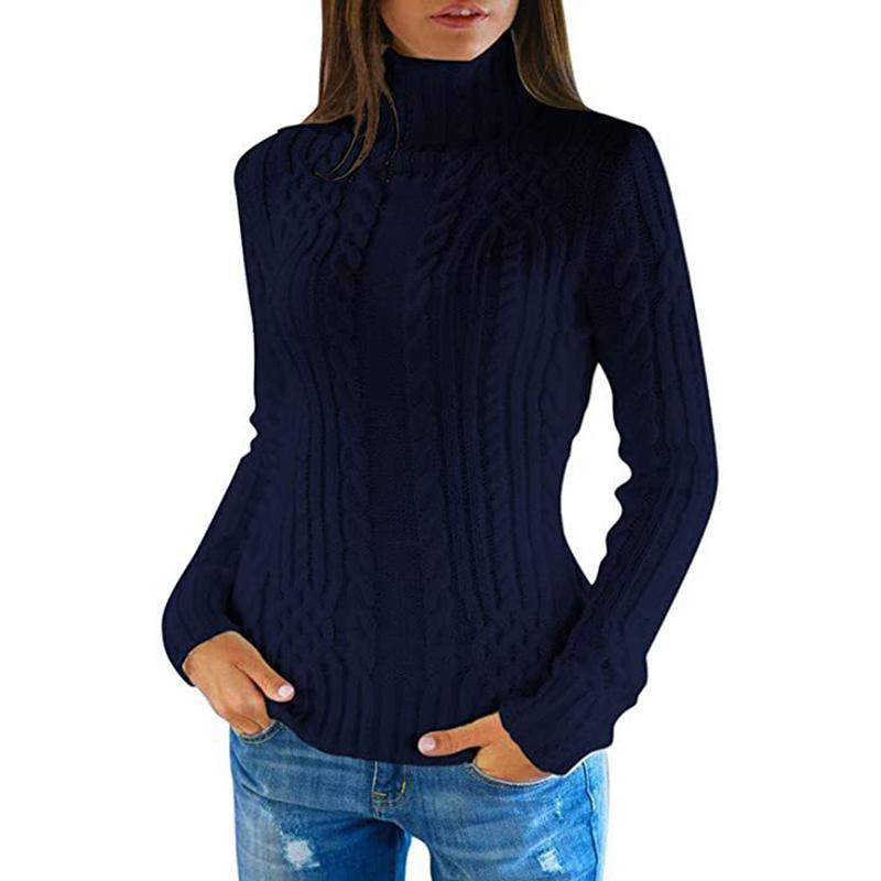 Autumn New Slim Fit Turtleneck Knitted Sweater Women Winter Long Sleeve Fashion Women Pullover Sweaters Elegant Soft Warm Lady Knitwear Jumpers 25068