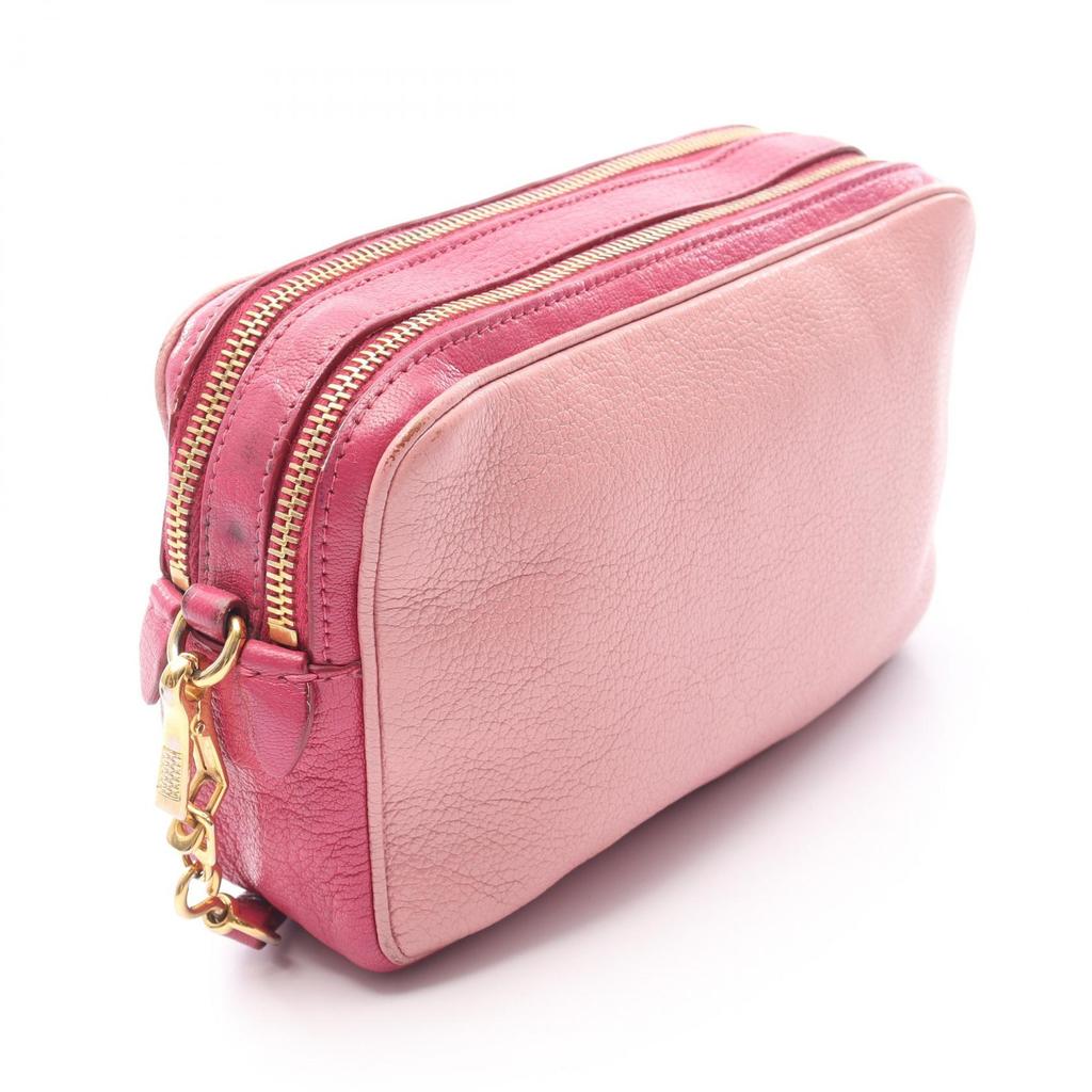 Used Miu Miu Madras Shoulder Bag RT0539 leather Pink Used Women