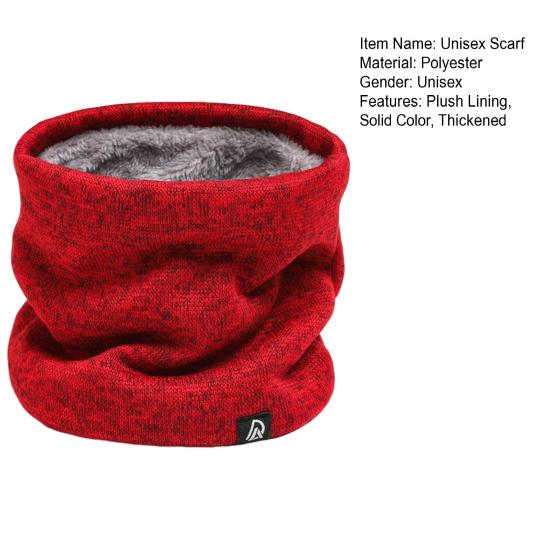 Men Scarf Winter Plush Lining Solid Color Scarf Solid Color Letter Logo Thickened Velvet Warm Knitting Neck Gaiter