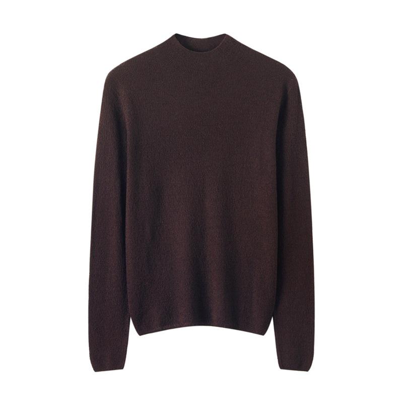 Le Kasha Women's Mock Neck Long Sleeve Wool Sweater - Bark Flower Texture