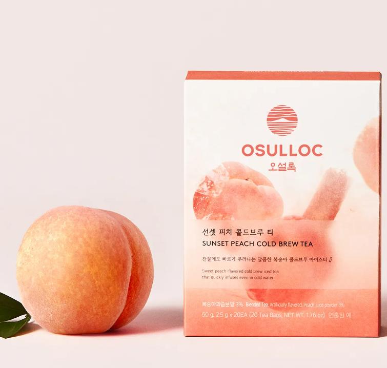 Osulloc Холодный персиковый, медово-грушевый и мускатный чай – фруктовая смесь холодного чая, 16 чайных пакетиков