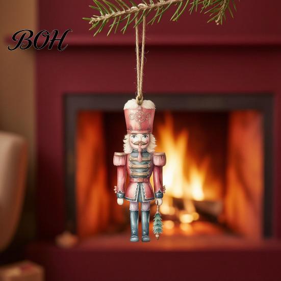 Festival Photo Props 12/24/36Pcs Christmas Nutcracker Wooden Ornaments, Watercolor Soldier Hanging Decoration European Style Set for Tree, Holiday
