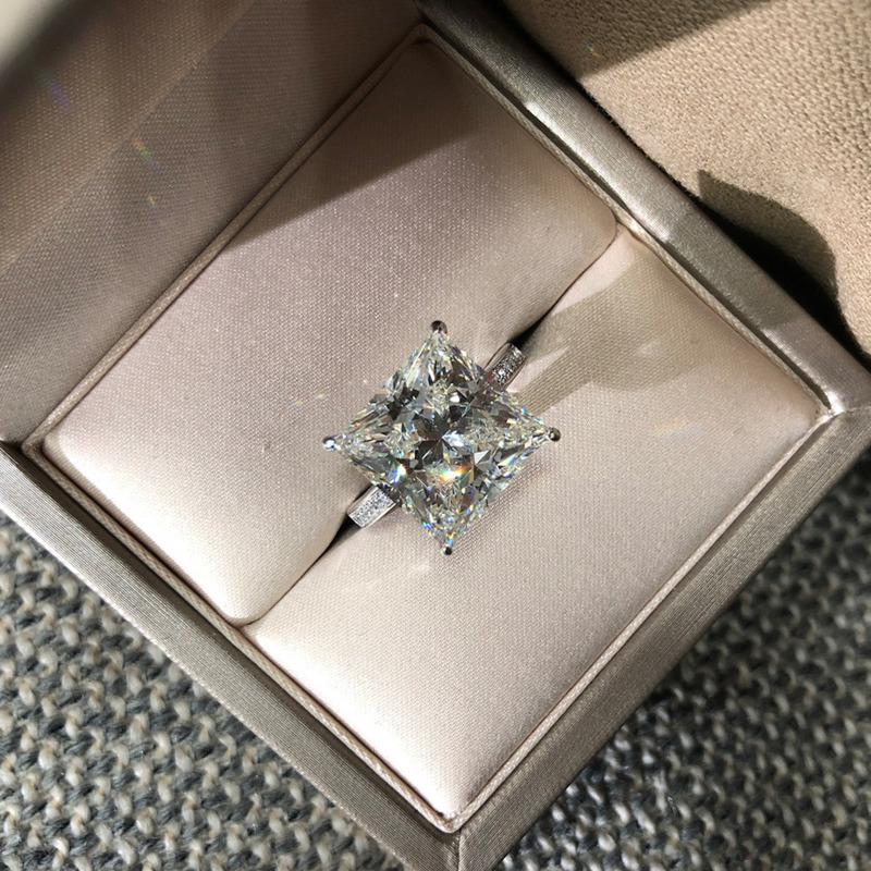 Gica Gema 925 Sterling Silver Yellow Square Ring For Women Fine Temperament High Grade Jewelry Gift