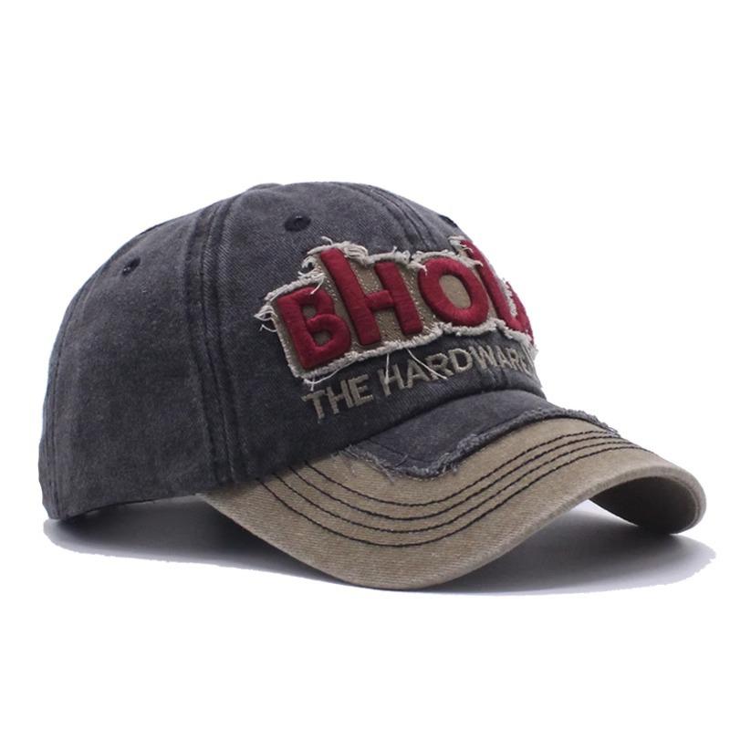 New embroidered denim cap men's European and American old washed personalized baseball cap women's sunshade sunscreen hat tide