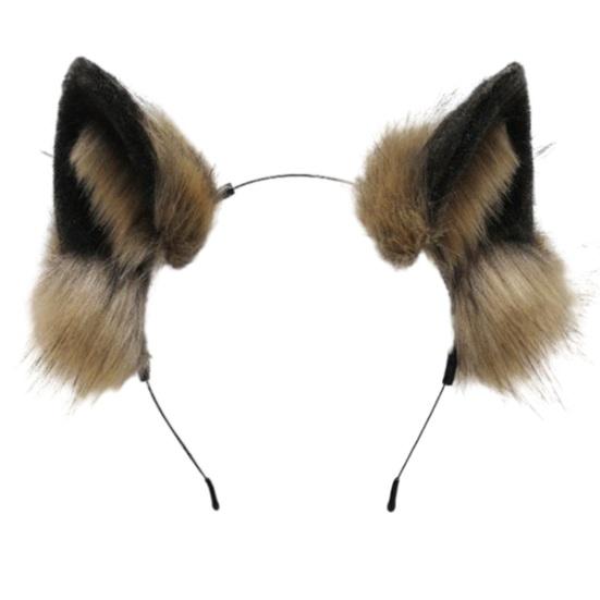 Headband Furry Wolf Ear Cosplay Prop Head Decoration Elastic Anti-slip Contrast Color Unisex Halloween Party Masquerade Headband