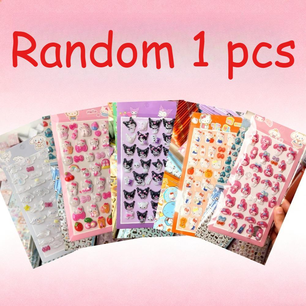 Solid My Melody and Kuromi 3D Cartoon Stickers - Fun Stereo Fairy DIY Decoration, Phone Case Decoration, Gifts for Girls