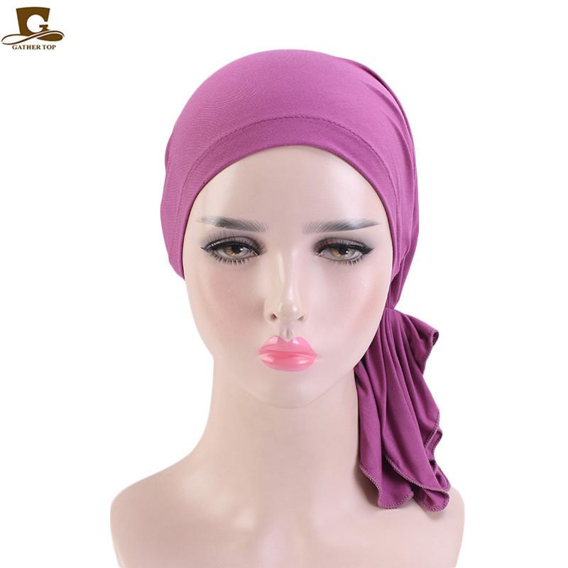 Chemo Headwear Turban Hats For Women Hair Loss Beanie Caps Solid Color Elastic Headwraps Hats For Cancer Hair Cover