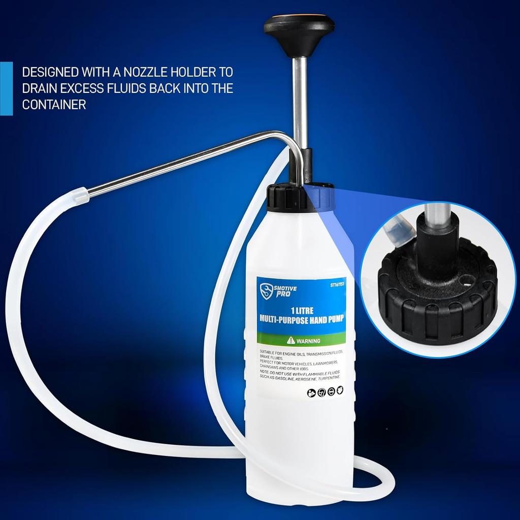 1.05 Quart / 1 Liter Multi-Purpose Oil Pump, Hand Fluid Transfer Pump For Engine, Transmission And Gear Oils, Precision Fluid Dispensing In Tight